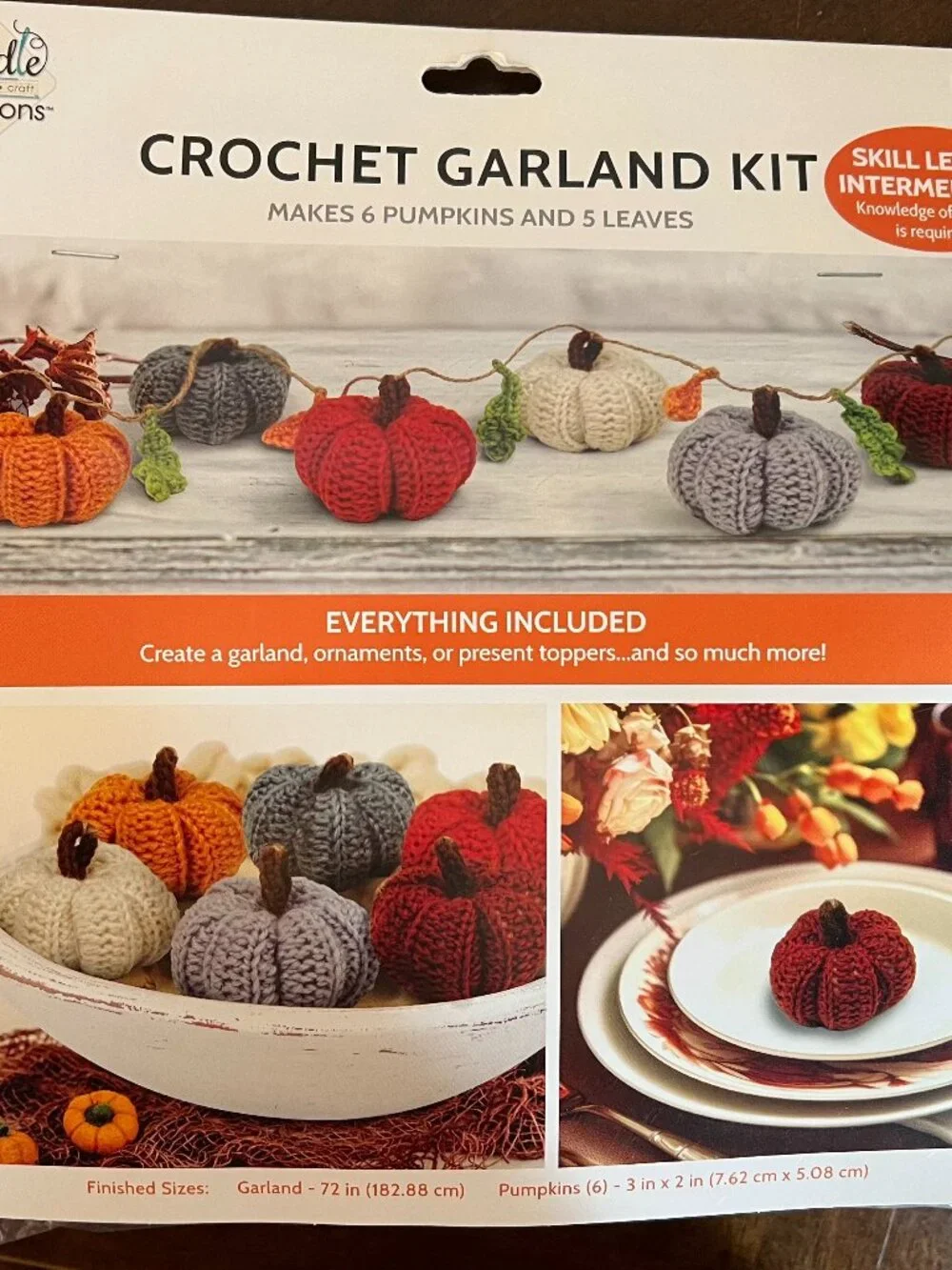 Pumpkin Garland Crochet Kit, Fall Autumn Pumpkin Ornaments Yarn Kit, DIY Pumpkin